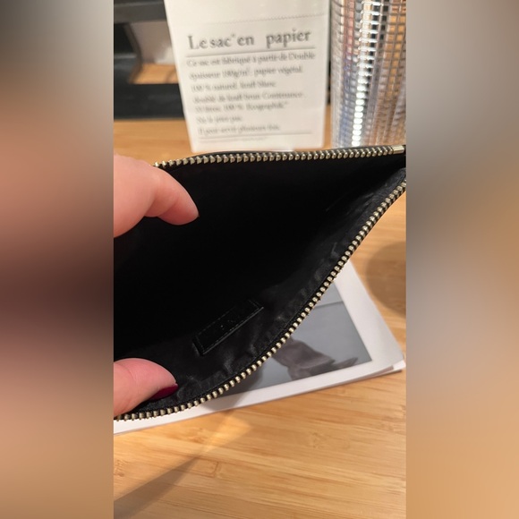 Authentic Versus by GIANNI VERSACEb black leather safety pin wristlet bag - Picture 6 of 8